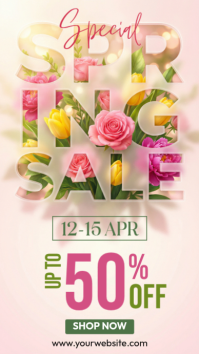 White Floral Spring Sale Instagram Story template