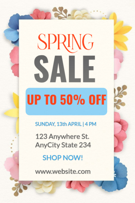 Plantilla de White Floral Spring Sale Pinterest Graphic | PosterMyWall