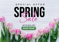 White Floral Spring Sale  Postcard template