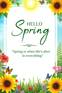 White Floral Spring Season Poster Affiche template
