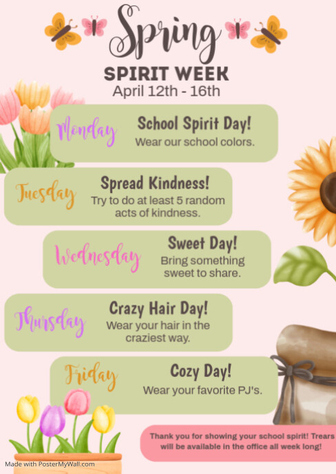 Copy of White Floral Spring Spirit Week A4 | PosterMyWall