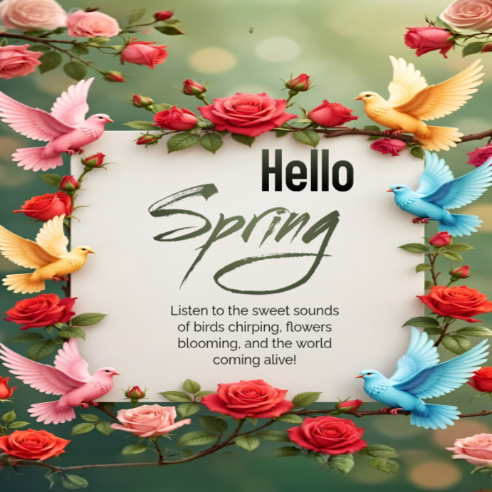 Spring Square Design White Floral Spring Square Template | PosterMyWall