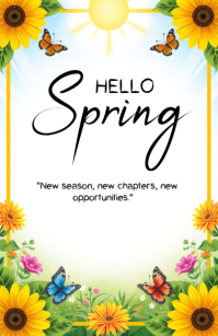 White Floral Spring Tabloid template