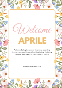 White Floral Spring Welcome A4 template
