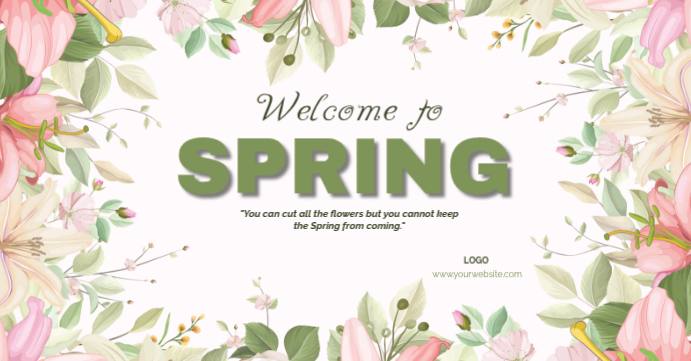 Welcome Spring For Facebook White Floral Spring Welcome Facebook Event Cover Template | PosterMyWall