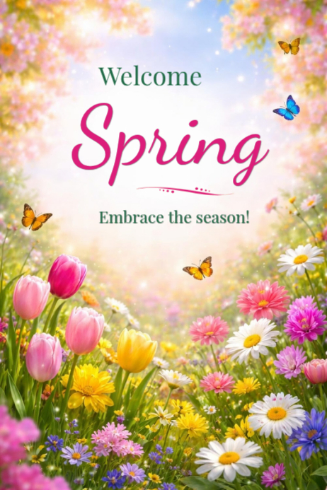 Welcome Spring R Poster Copy of White Floral Spring Welcome Poster | PosterMyWall