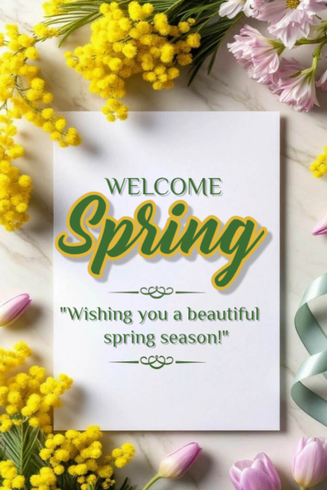 White Floral Spring Welcome Poster Template | PosterMyWall