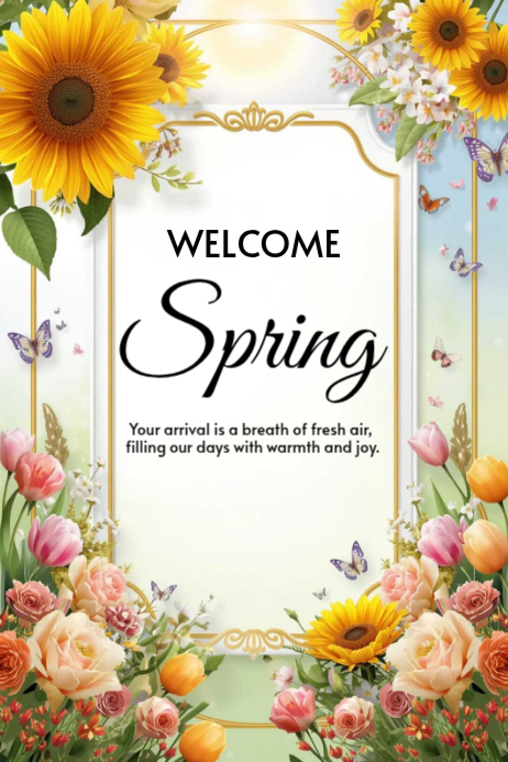 Welcome Spring R Poster White floral spring welcome poster Template | PosterMyWall