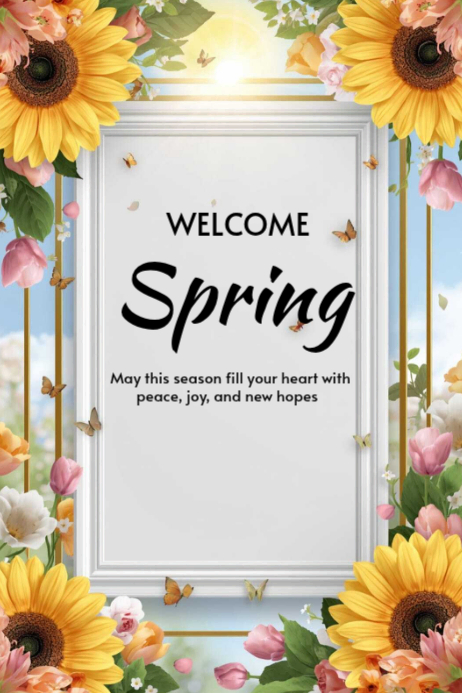 White floral spring welcome poster Template | PosterMyWall