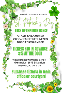 White Floral St. Patrick's Day Dance Event Poster 海报 template
