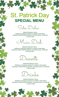 White Floral St. Patrick's Day Menu US Legal template