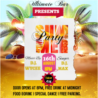 White Floral Summer Beach Party Flyer  Instagram Post template