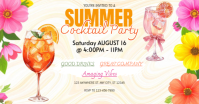 White Floral Summer Cocktail Party Facebook Shared Image Obraz udostępniany na Facebooku template