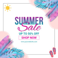White Floral Summer Sale  Instagram Post template