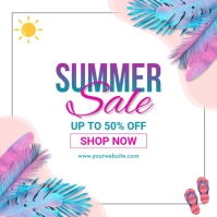 White Floral Summer Sale  Instagram Post Wpis na Instagrama template
