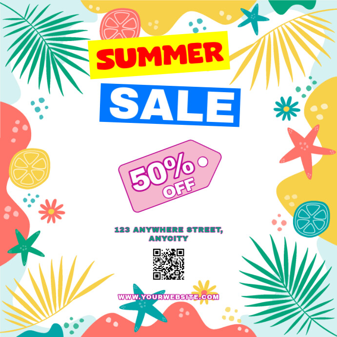 White Floral Summer Sale Pos Instagram template