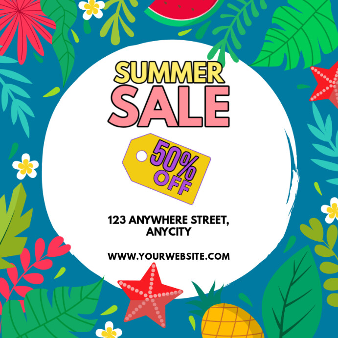 White Floral Summer Sale Pos Instagram template