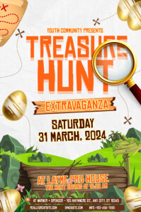White Floral Summer Scavengers Hunt, Poster template