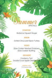 White Floral Summer Special Menu Poster template