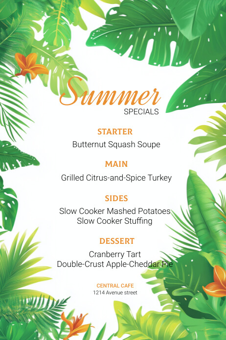 Modèle White Floral Summer Special Menu Poster | PosterMyWall