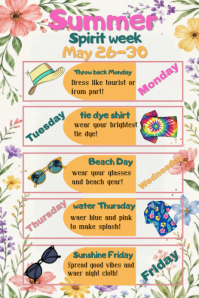 White Floral Summer Spirit Week Pinterest Graphic Pinterest-grafik template