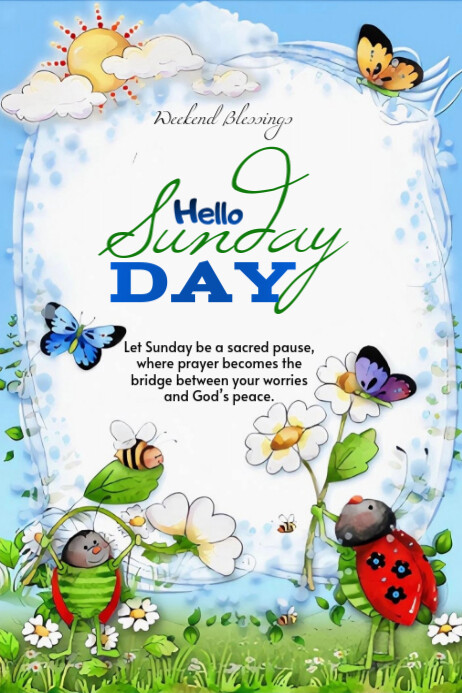 White Floral Sunday Post Poster Plakkaat template