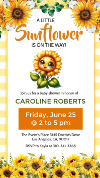 White Floral Sunflower Baby Shower Invitation Instagram Story template