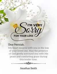 White Floral Sympathy Flyer Рекламная листовка (US Letter) template
