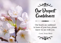 White Floral Sympathy Video Card A6 template