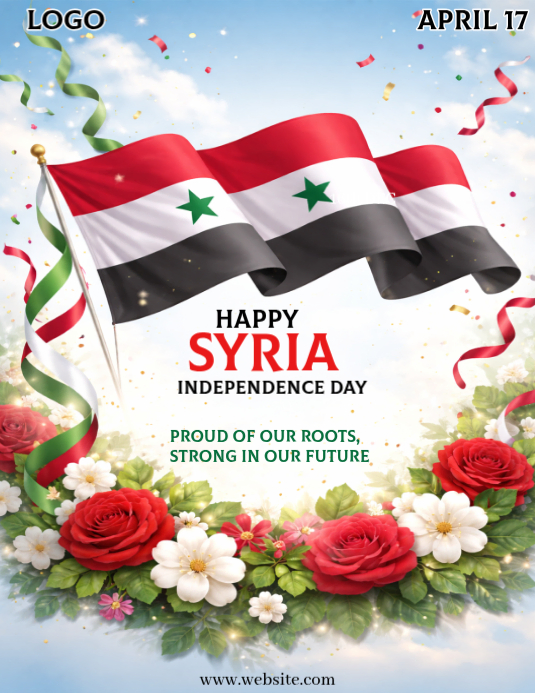 Copy of White Floral Syria Independence Day Flyer | PosterMyWall