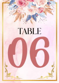 White Floral Table Number A6 template
