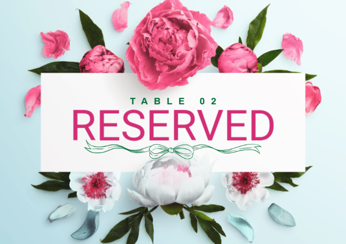 White Floral Table Reservation A4 Template | PosterMyWall