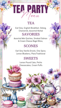 White Floral Tea Party Menu Template Instagram Story