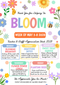 White Floral Teacher & Staff Appreciation Week A4 template