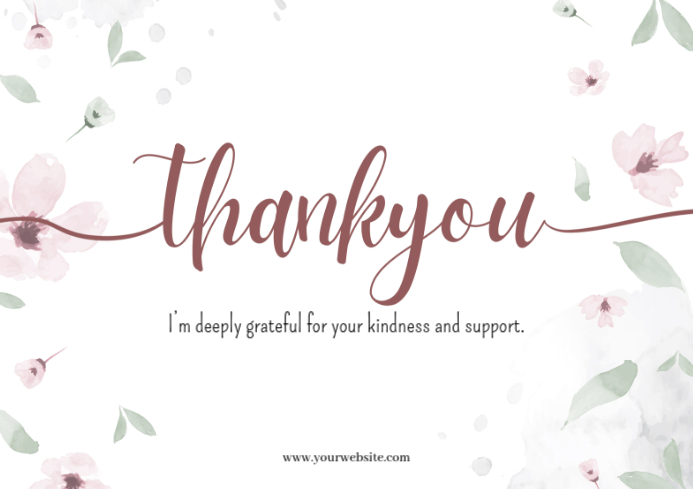 Plantilla de White Floral Thank You Card A4 | PosterMyWall