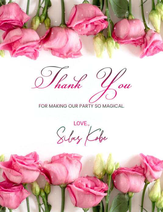 Plantilla de White Floral Thank You Card Flyer (us Letter) | PosterMyWall