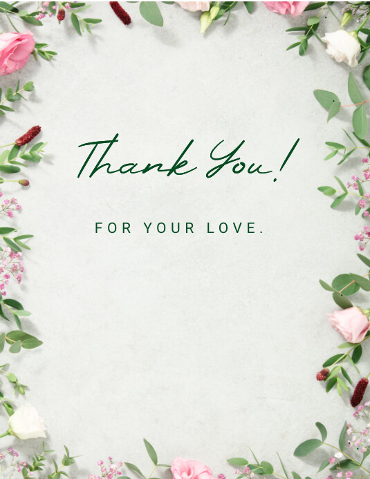 Copy of White Floral Thank You Card Flyer (us Letter | PosterMyWall