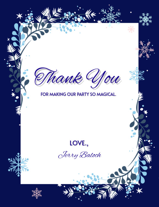 White Floral Thank You Card Flyer (us Letter) Template | PosterMyWall