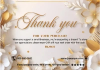 White Floral Thank You Card For Busseness  A2 template