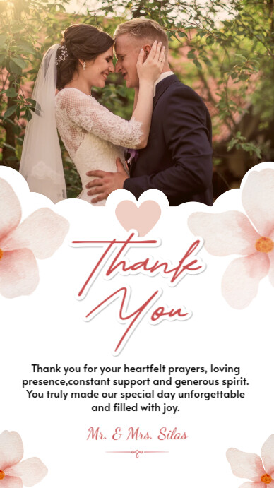 White Floral Thank You Card Instagram Story Template | PosterMyWall