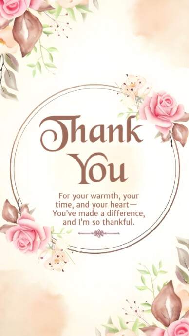 Copy of White Floral Thank You Card Instagram Story | PosterMyWall