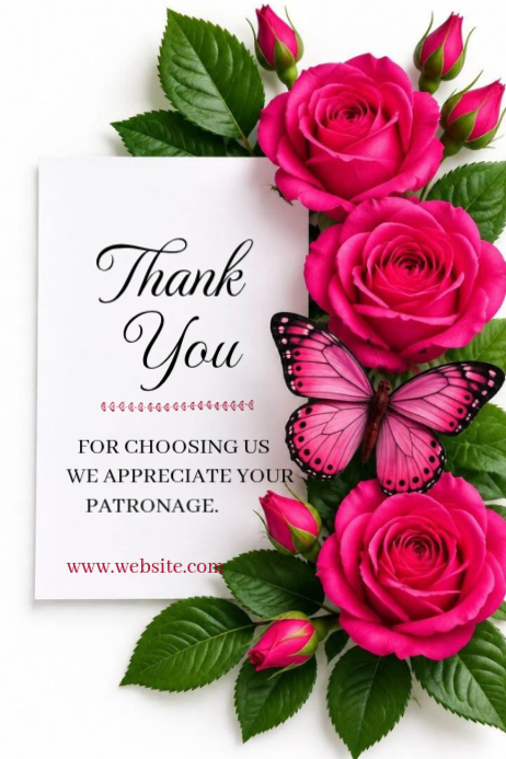 White Floral Thank You Card Poster,customer Appreciation Card Template ...