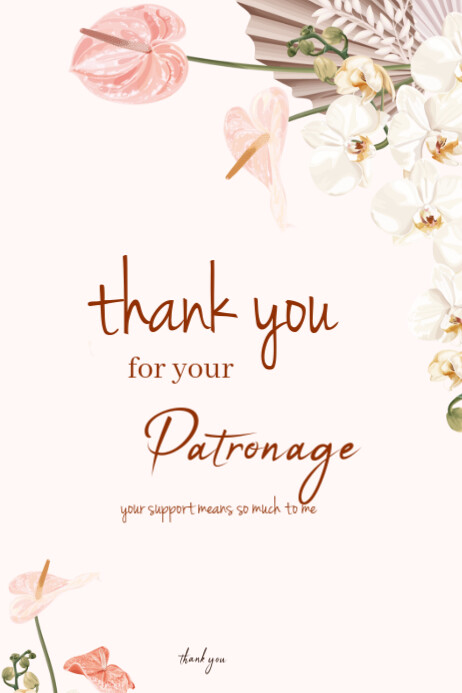 White Floral Thank You Card Poster Template | PosterMyWall