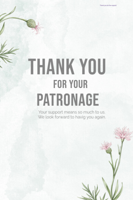 Copy of White Floral Thank You Card Poster | PosterMyWall