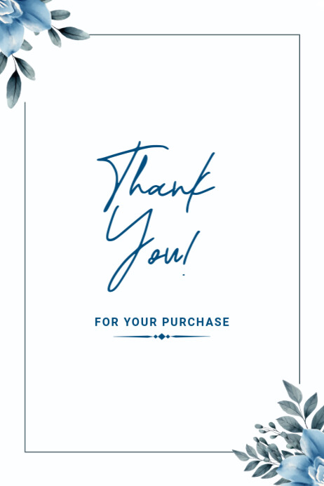 White Floral Thank You Card Poster Template | PosterMyWall