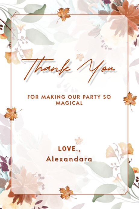 Modèle White Floral Thank You Card Poster | PosterMyWall