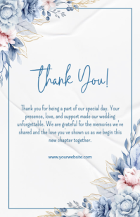 White Floral Thank You Card  Tabloid template
