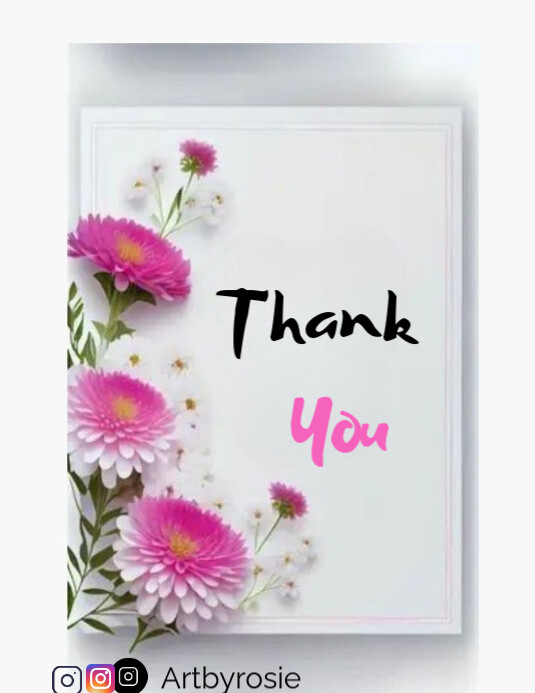 White Floral Thank You Card Template Design Flyer (us Letter ...