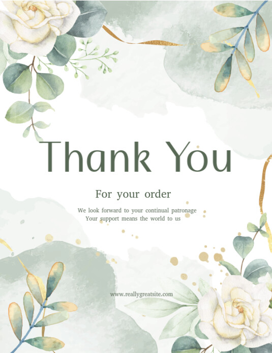 Copy of White Floral Thank You For Your Order Flyer (us Letter ...