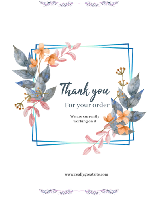 White Floral Thank You For Your Order Instagram Portrait Template ...